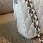CHANEL Handbag Chanel 21A White Caviar Quilted Classic Flap Small LGHW - Redeluxe