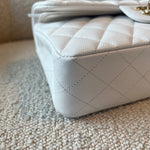 CHANEL Handbag Chanel 21A White Caviar Quilted Classic Flap Small LGHW - Redeluxe