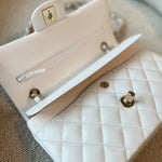 CHANEL Handbag Chanel 21A White Caviar Quilted Classic Flap Small LGHW - Redeluxe