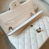 CHANEL Handbag Chanel 21A White Caviar Quilted Classic Flap Small LGHW - Redeluxe