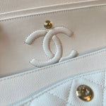 CHANEL Handbag Chanel 21A White Caviar Quilted Classic Flap Small LGHW - Redeluxe