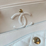 CHANEL Handbag Chanel 21A White Caviar Quilted Classic Flap Small LGHW - Redeluxe