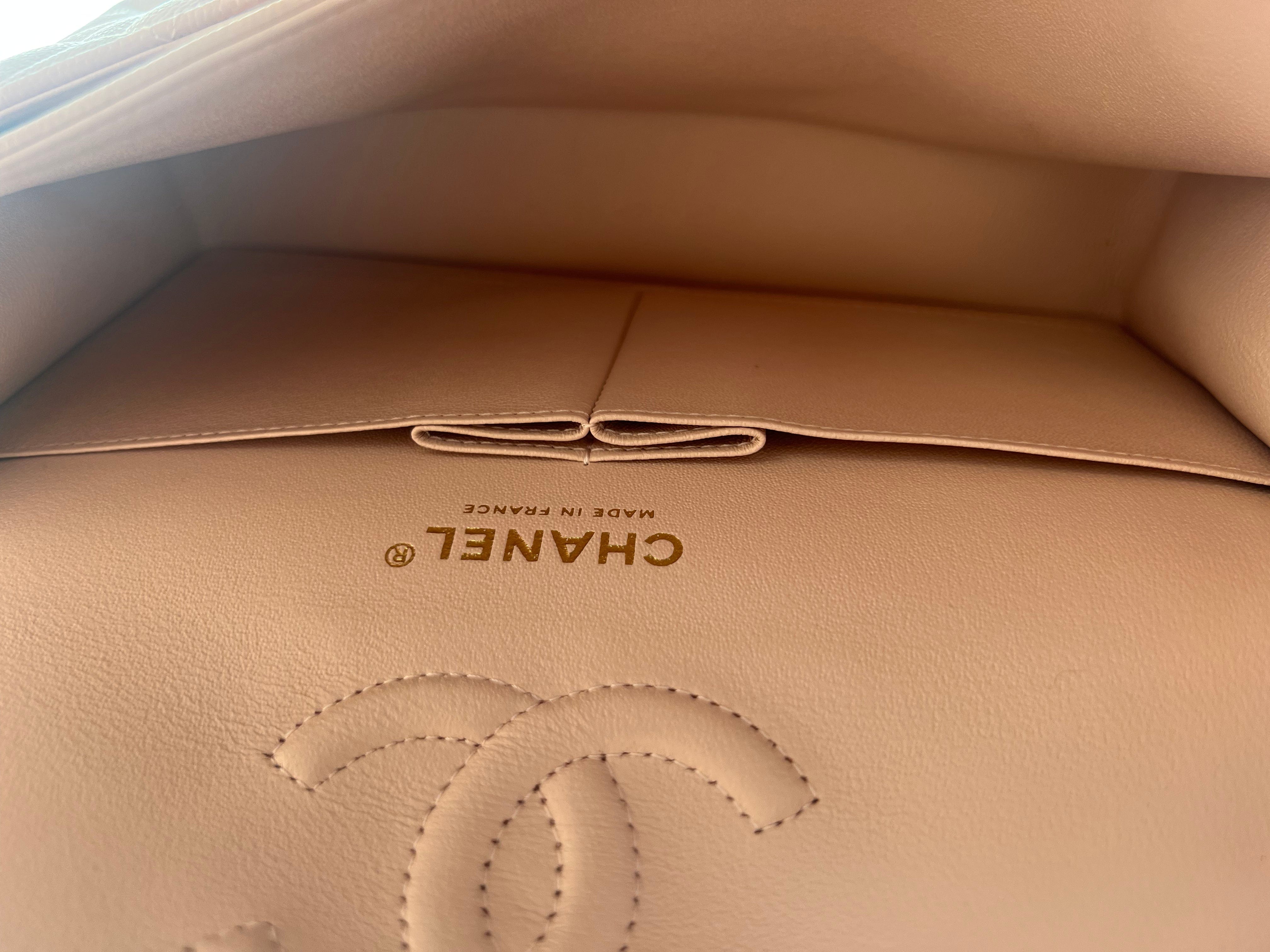 CHANEL Handbag CHANEL 21C LIGHT PINK CAVIAR QUILTED CLASSIC FLAP SMALL LIGHT GOLD HARDWARE - Redeluxe
