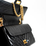 CHANEL Handbag Chanel 21K Reissue 2.55 Black Chevron Aged Calfskin Quilted 225 (Medium) AGHW - Redeluxe