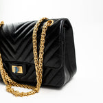 CHANEL Handbag Chanel 21K Reissue 2.55 Black Chevron Aged Calfskin Quilted 225 (Medium) AGHW - Redeluxe