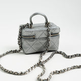 CHANEL Handbag Chanel 21S Metallic Silver Micro Vanity Grained Calfskin SHW - Redeluxe