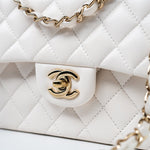 CHANEL Handbag Chanel 21S White Caviar Quilted Classic Flap Small LGHW - Redeluxe