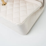 CHANEL Handbag Chanel 21S White Caviar Quilted Classic Flap Small LGHW - Redeluxe