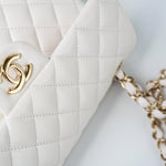 CHANEL Handbag Chanel 21S White Caviar Quilted Classic Flap Small LGHW - Redeluxe