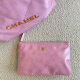 CHANEL Handbag Chanel 22 Pink Shiny Calfskin Quilted Drawstring Bag Small GHW - Redeluxe
