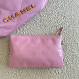 CHANEL Handbag Chanel 22 Pink Shiny Calfskin Quilted Drawstring Bag Small GHW - Redeluxe
