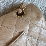 CHANEL Handbag Chanel Beige Clair Caviar Quilted Classic Flap  Medium GHW - Redeluxe