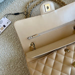 CHANEL Handbag Chanel Beige Clair Caviar Quilted Classic Flap  Medium GHW - Redeluxe