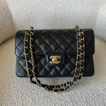 CHANEL Handbag Chanel Black Caviar Quilted Classic Flap Small Gold Hardware - Redeluxe