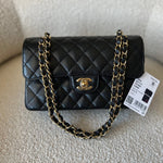 CHANEL Handbag Chanel Black Caviar Quilted Classic Flap Small Gold Hardware - Redeluxe