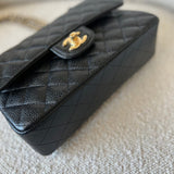 CHANEL Handbag Chanel Black Caviar Quilted Classic Flap Small Gold Hardware - Redeluxe