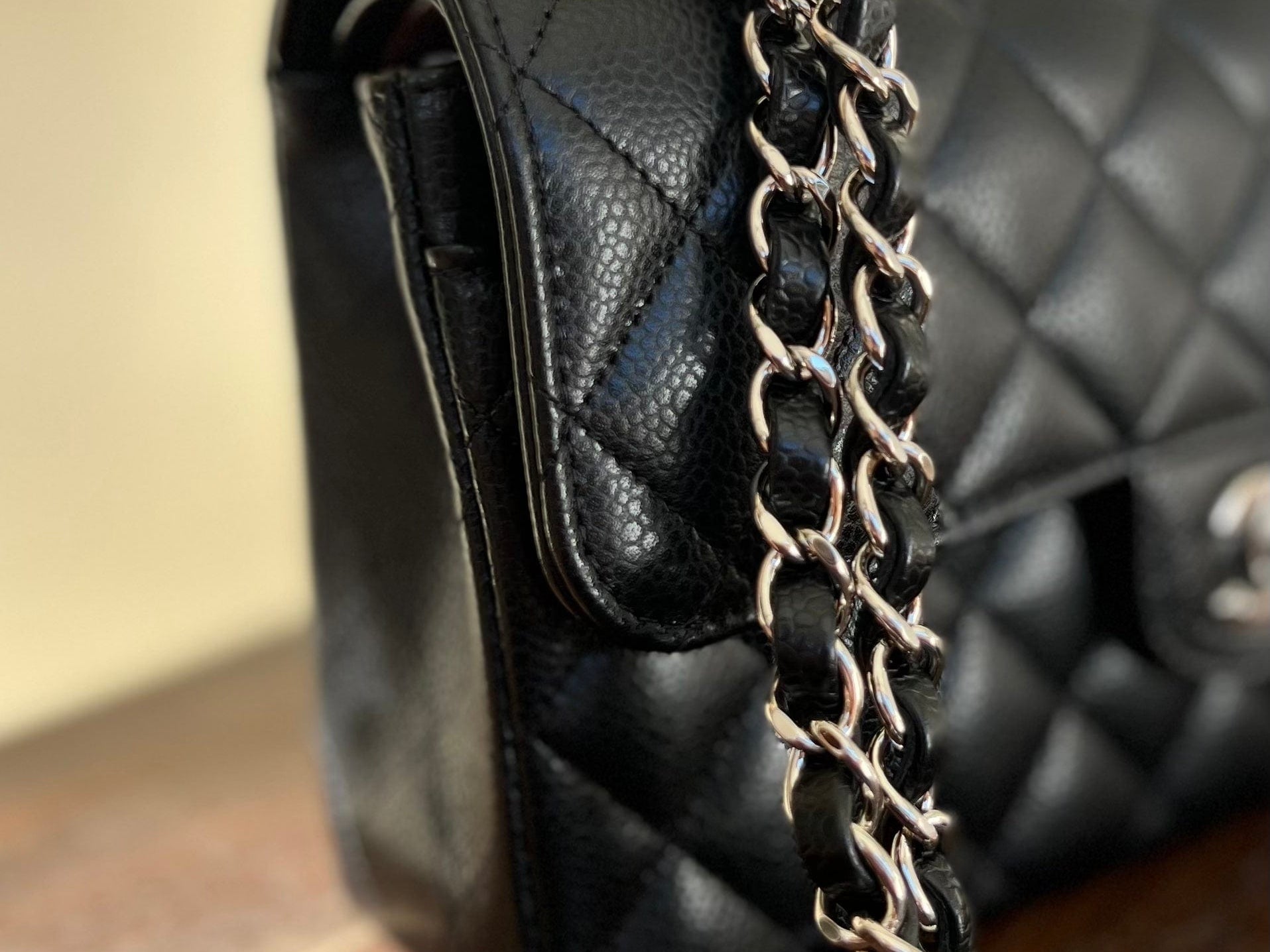 CHANEL Handbag Chanel Black Caviar Quilted Classic Flap Small SHW - Redeluxe