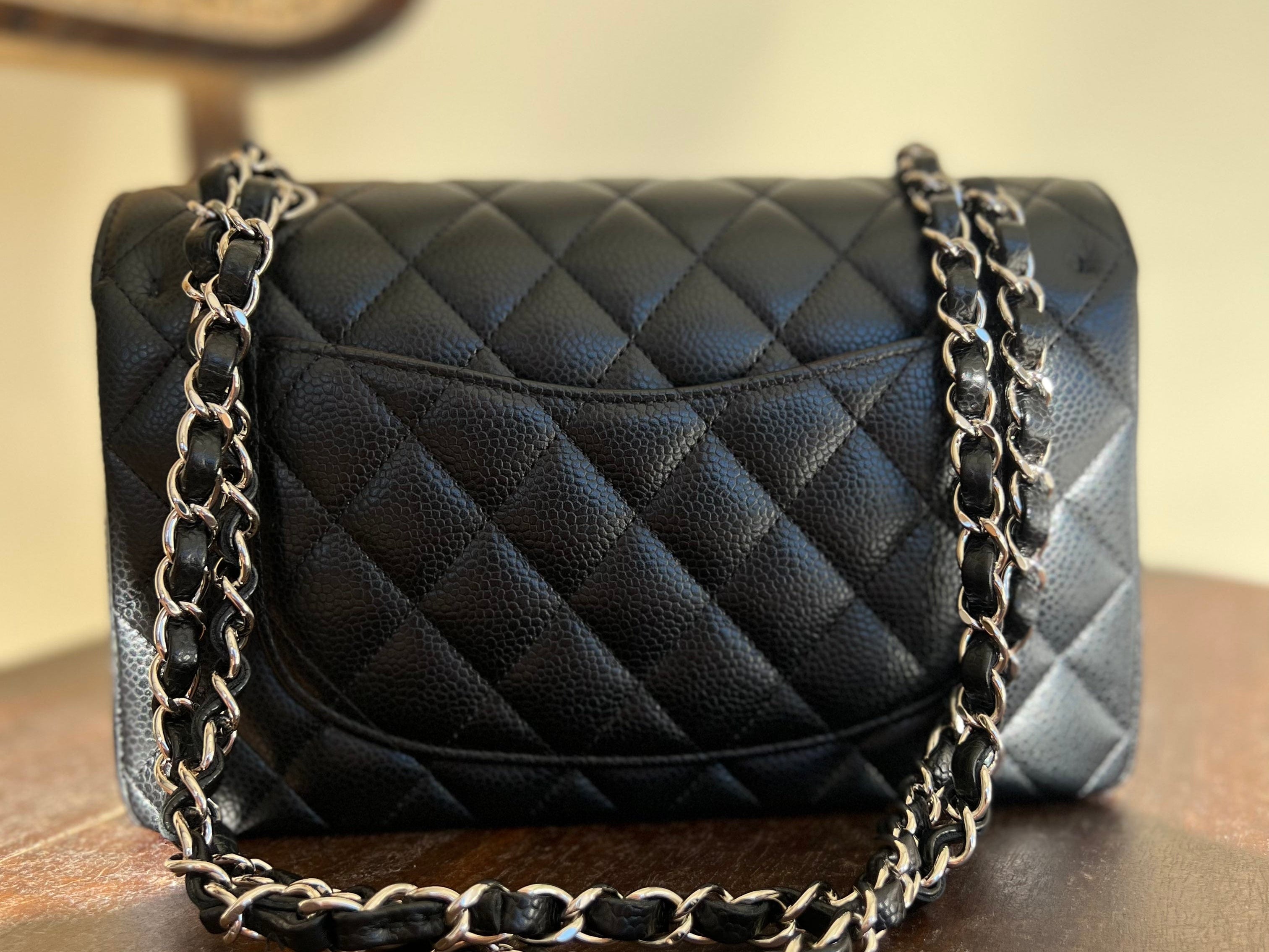CHANEL Handbag Chanel Black Caviar Quilted Classic Flap Small SHW - Redeluxe