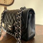 CHANEL Handbag Chanel Black Caviar Quilted Classic Flap Small SHW - Redeluxe
