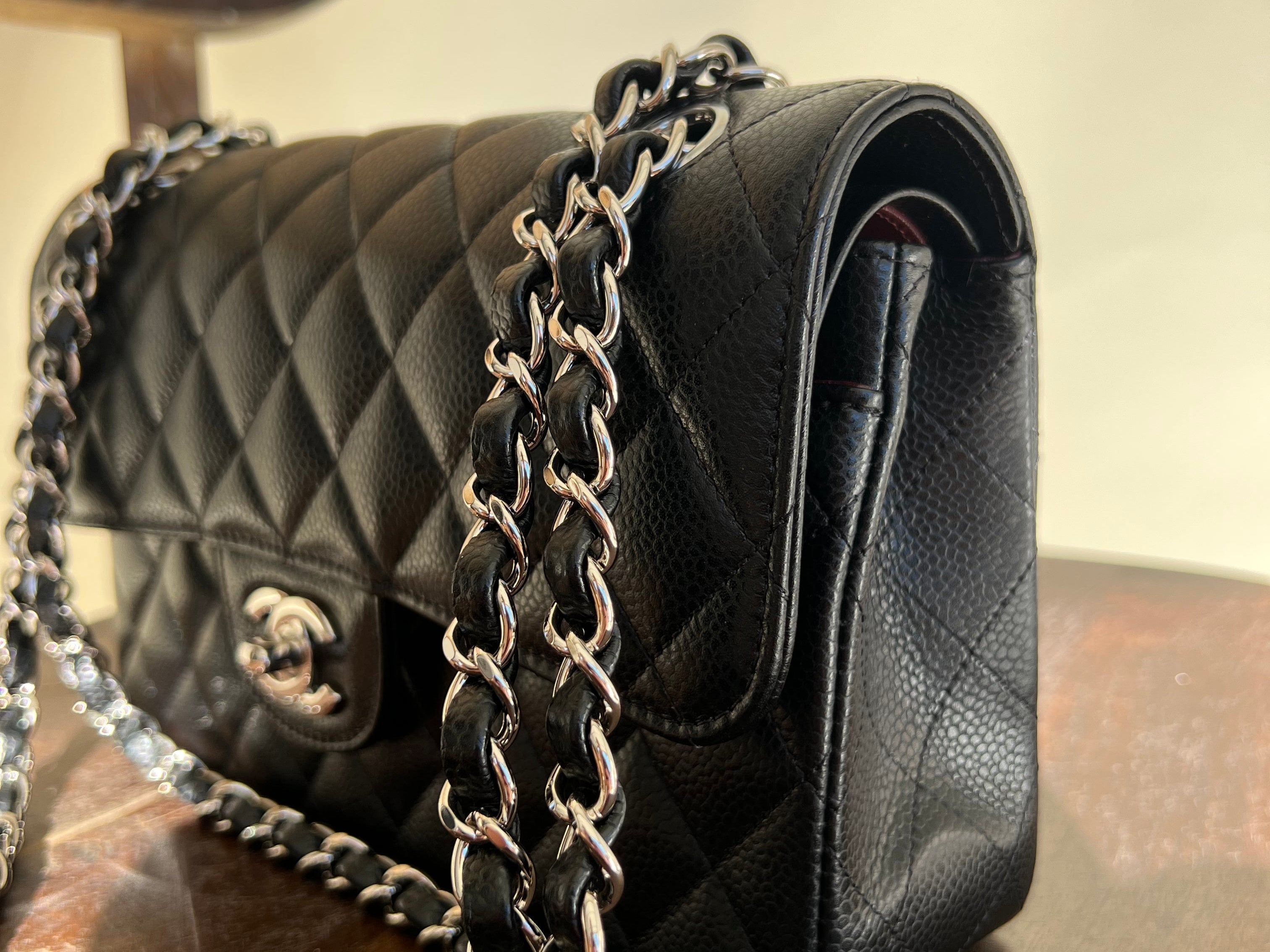 CHANEL Handbag Chanel Black Caviar Quilted Classic Flap Small SHW - Redeluxe