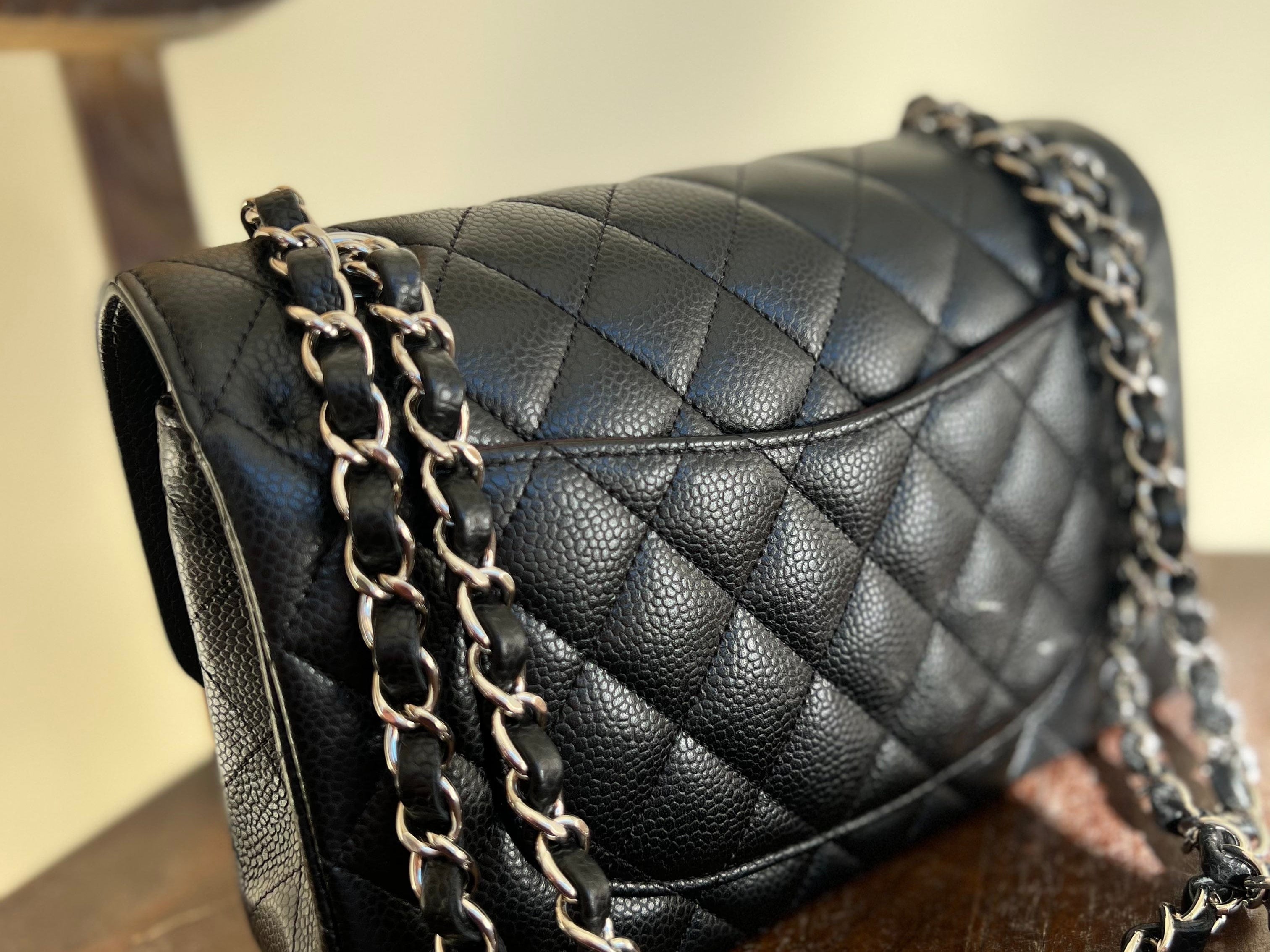 CHANEL Handbag Chanel Black Caviar Quilted Classic Flap Small SHW - Redeluxe