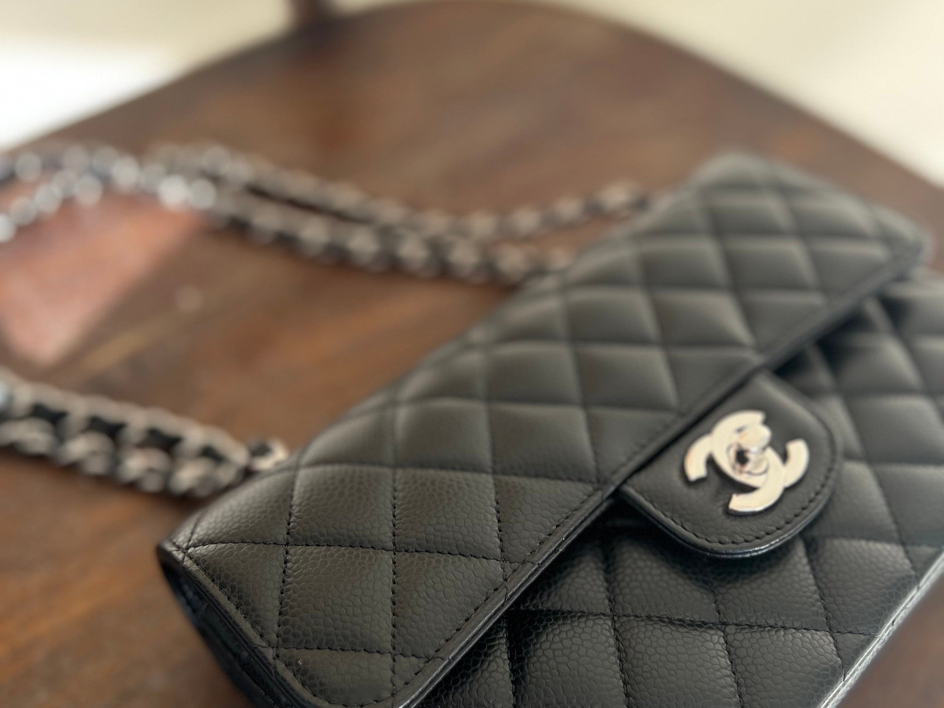 CHANEL Handbag Chanel Black Caviar Quilted Classic Flap Small SHW - Redeluxe