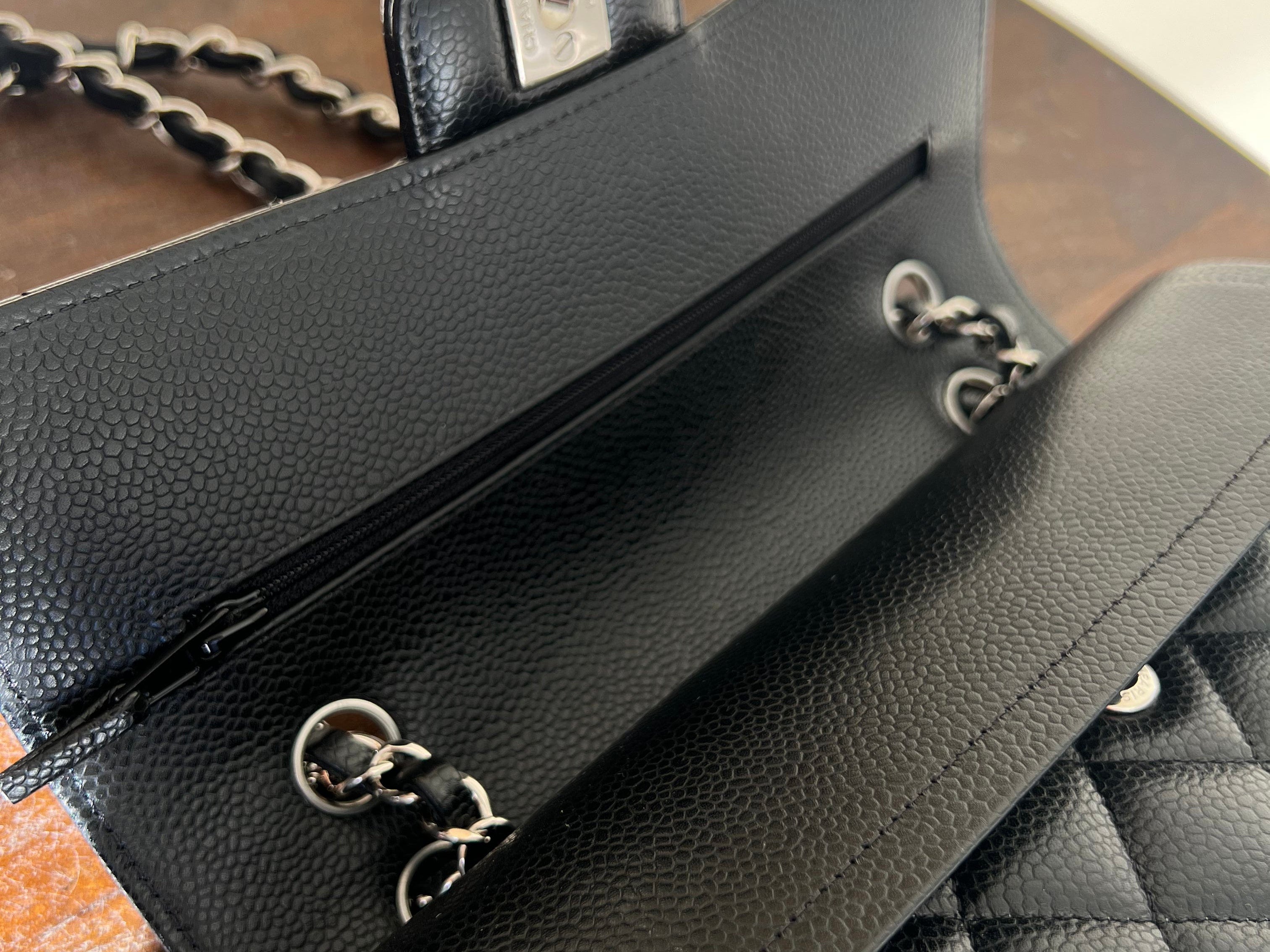 CHANEL Handbag Chanel Black Caviar Quilted Classic Flap Small SHW - Redeluxe