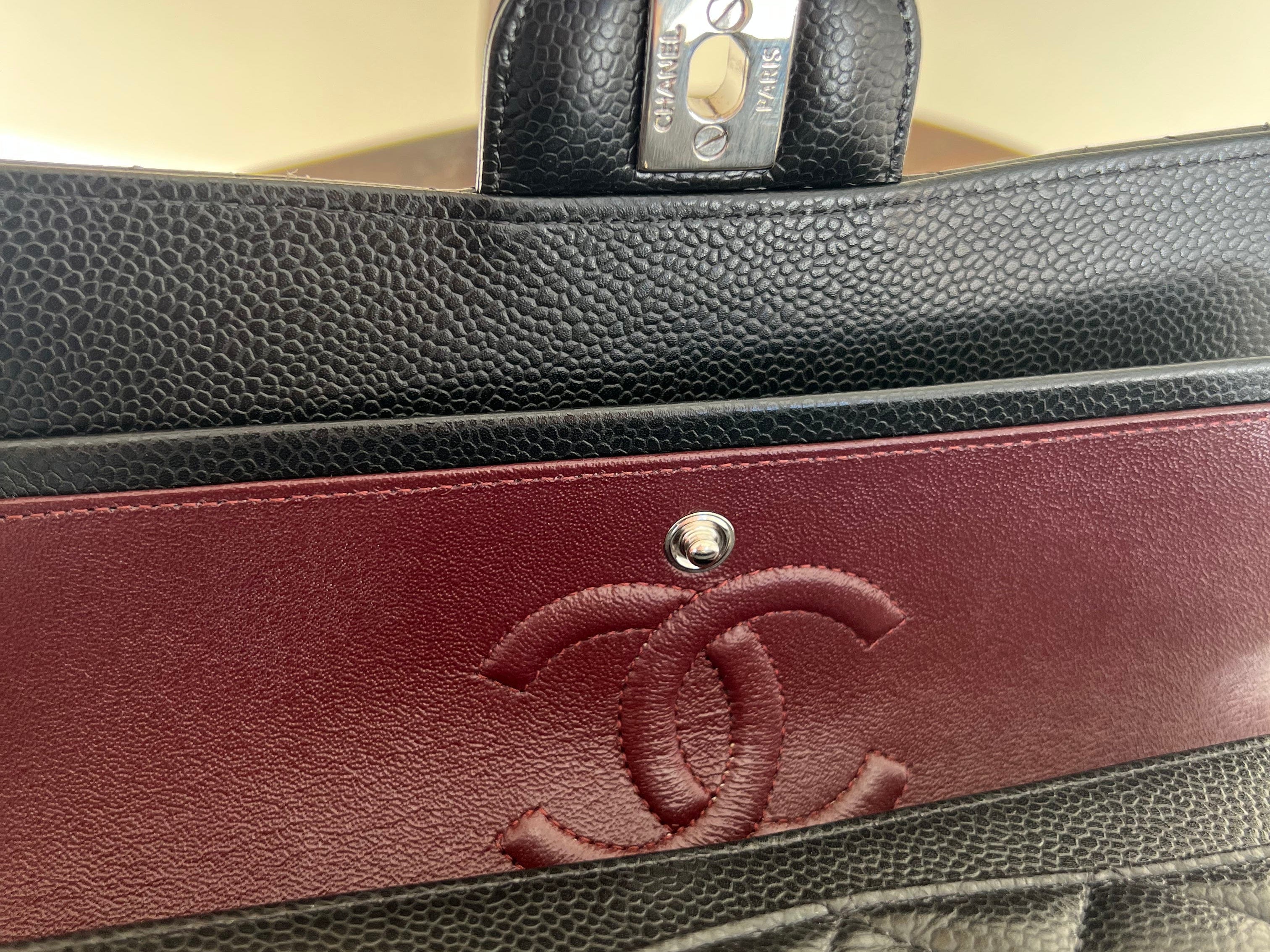 CHANEL Handbag Chanel Black Caviar Quilted Classic Flap Small SHW - Redeluxe