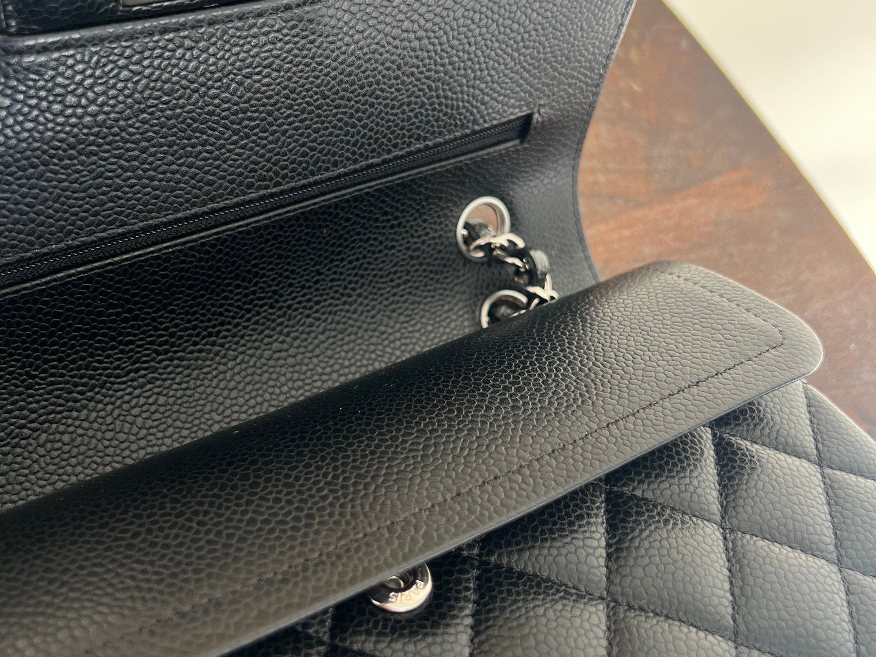CHANEL Handbag Chanel Black Caviar Quilted Classic Flap Small SHW - Redeluxe
