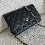 CHANEL Handbag Chanel Black Caviar Quilted Wallet On Chain GHW (WOC) - Redeluxe