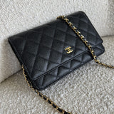 CHANEL Handbag Chanel Black Caviar Quilted Wallet On Chain GHW (WOC) - Redeluxe