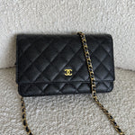 CHANEL Handbag Chanel Black Caviar Quilted Wallet On Chain GHW (WOC) - Redeluxe