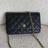 CHANEL Handbag Chanel Black Caviar Quilted Wallet On Chain GHW (WOC) - Redeluxe