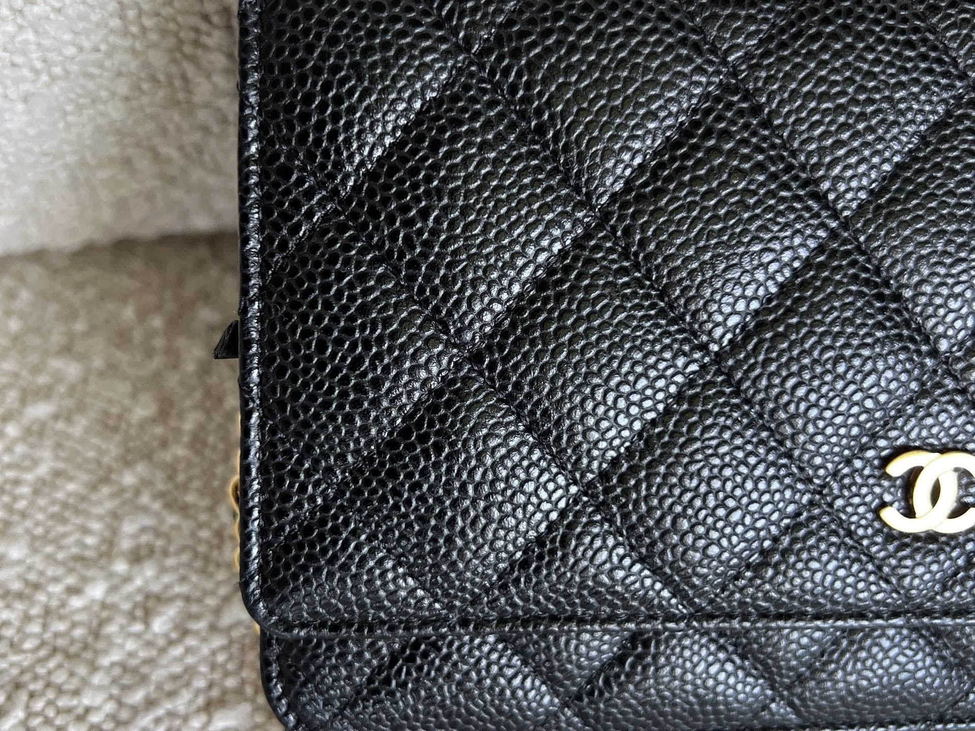 CHANEL Handbag Chanel Black Caviar Quilted Wallet On Chain GHW (WOC) - Redeluxe