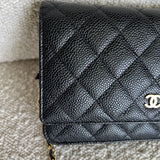 CHANEL Handbag Chanel Black Caviar Quilted Wallet On Chain GHW (WOC) - Redeluxe