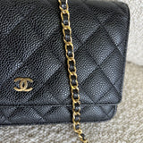 CHANEL Handbag Chanel Black Caviar Quilted Wallet On Chain GHW (WOC) - Redeluxe