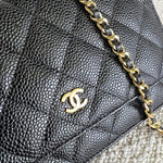 CHANEL Handbag Chanel Black Caviar Quilted Wallet On Chain GHW (WOC) - Redeluxe