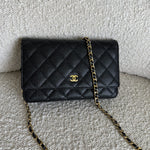 CHANEL Handbag Chanel Black Caviar Quilted Wallet On Chain GHW (WOC) - Redeluxe