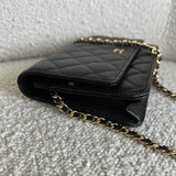 CHANEL Handbag Chanel Black Caviar Quilted Wallet On Chain GHW (WOC) - Redeluxe