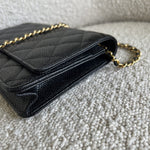 CHANEL Handbag Chanel Black Caviar Quilted Wallet On Chain GHW (WOC) - Redeluxe