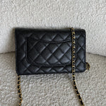 CHANEL Handbag Chanel Black Caviar Quilted Wallet On Chain GHW (WOC) - Redeluxe