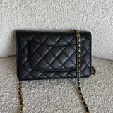 CHANEL Handbag Chanel Black Caviar Quilted Wallet On Chain GHW (WOC) - Redeluxe