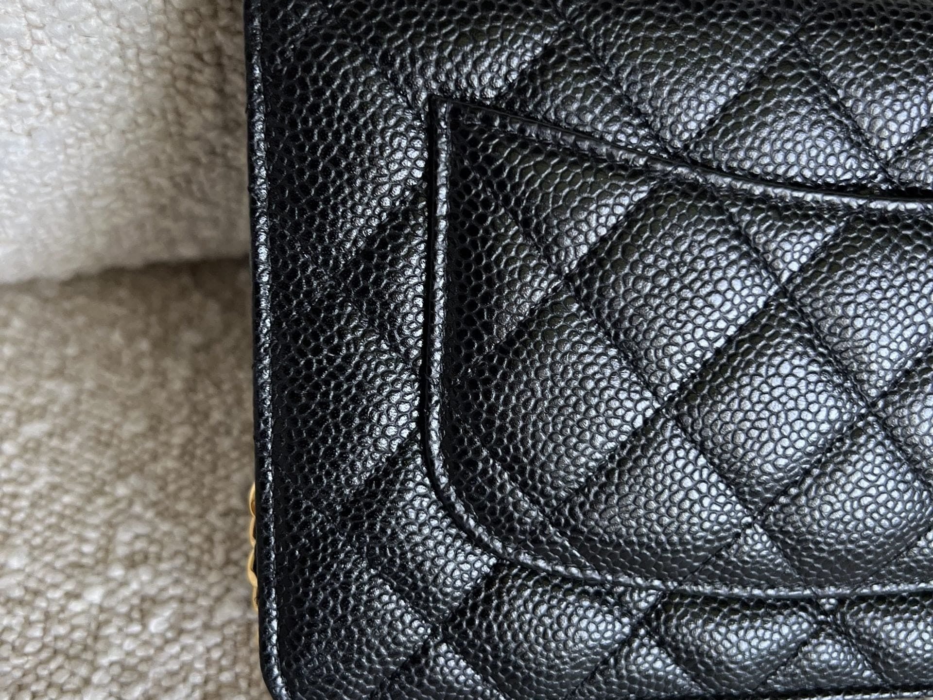 CHANEL Handbag Chanel Black Caviar Quilted Wallet On Chain GHW (WOC) - Redeluxe