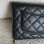 CHANEL Handbag Chanel Black Caviar Quilted Wallet On Chain GHW (WOC) - Redeluxe