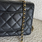 CHANEL Handbag Chanel Black Caviar Quilted Wallet On Chain GHW (WOC) - Redeluxe
