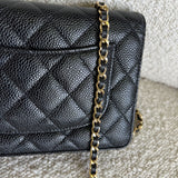 CHANEL Handbag Chanel Black Caviar Quilted Wallet On Chain GHW (WOC) - Redeluxe