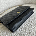 CHANEL Handbag Chanel Black Caviar Quilted Wallet On Chain GHW (WOC) - Redeluxe