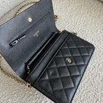 CHANEL Handbag Chanel Black Caviar Quilted Wallet On Chain GHW (WOC) - Redeluxe