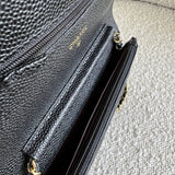 CHANEL Handbag Chanel Black Caviar Quilted Wallet On Chain GHW (WOC) - Redeluxe