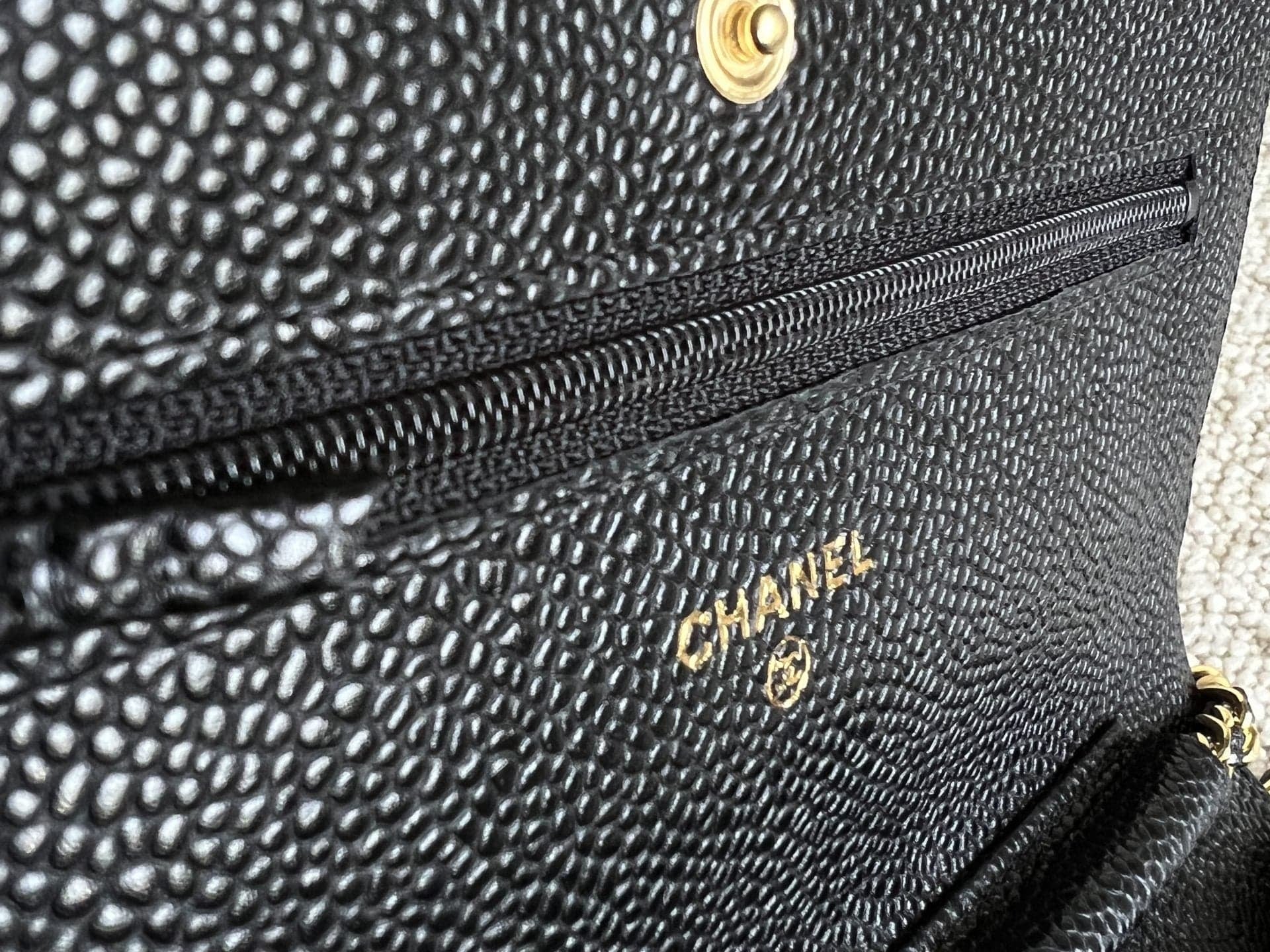 CHANEL Handbag Chanel Black Caviar Quilted Wallet On Chain GHW (WOC) - Redeluxe